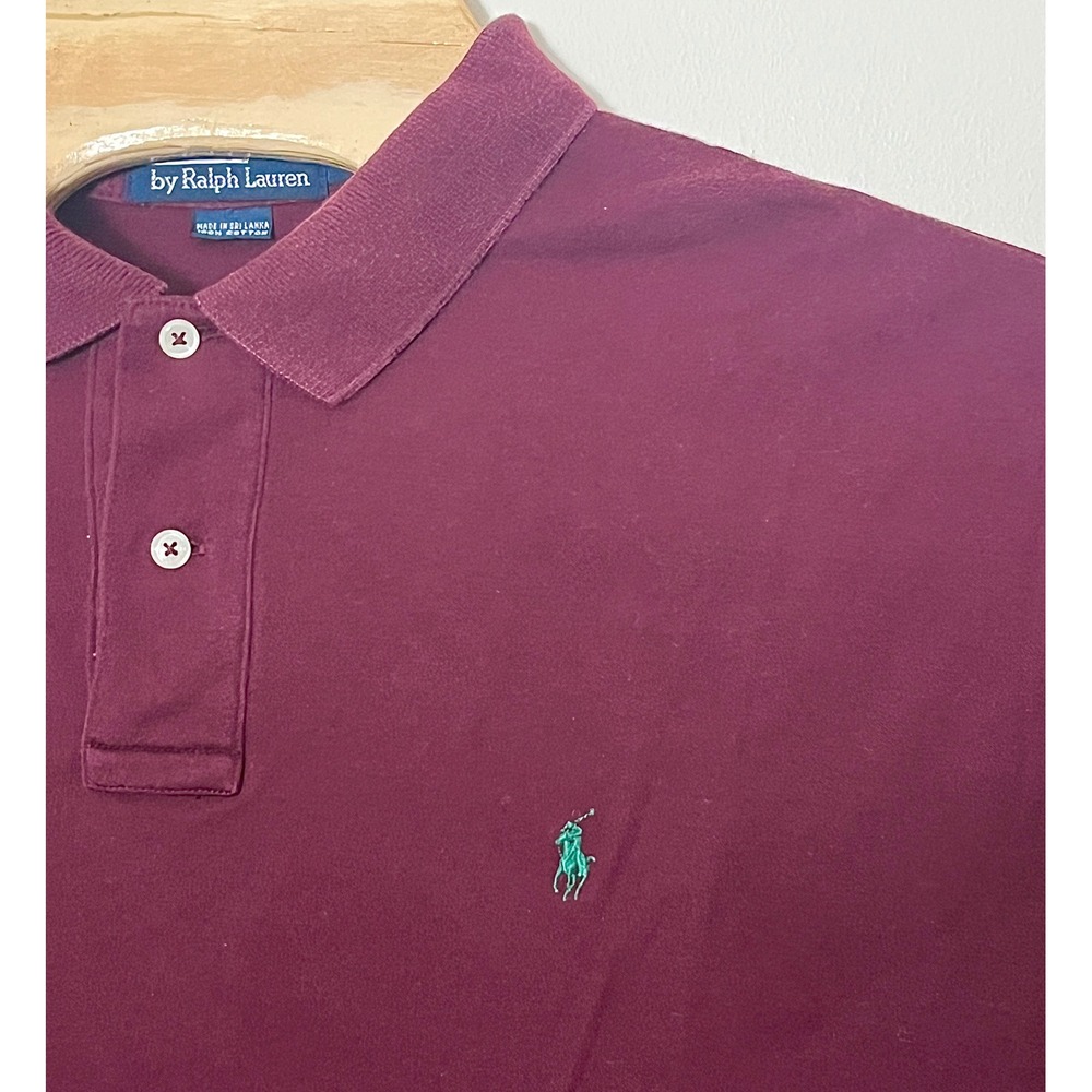 Vintage Polo Ralph Lauren Polo Shirt Mens XL Burgundy 100% Cotton Logo Pique 90s